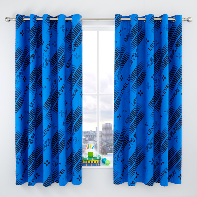 Gamer Curtains For Bedroom & Living Room - 2 Panels, Darkening, 52x84 Inch, Controller Design